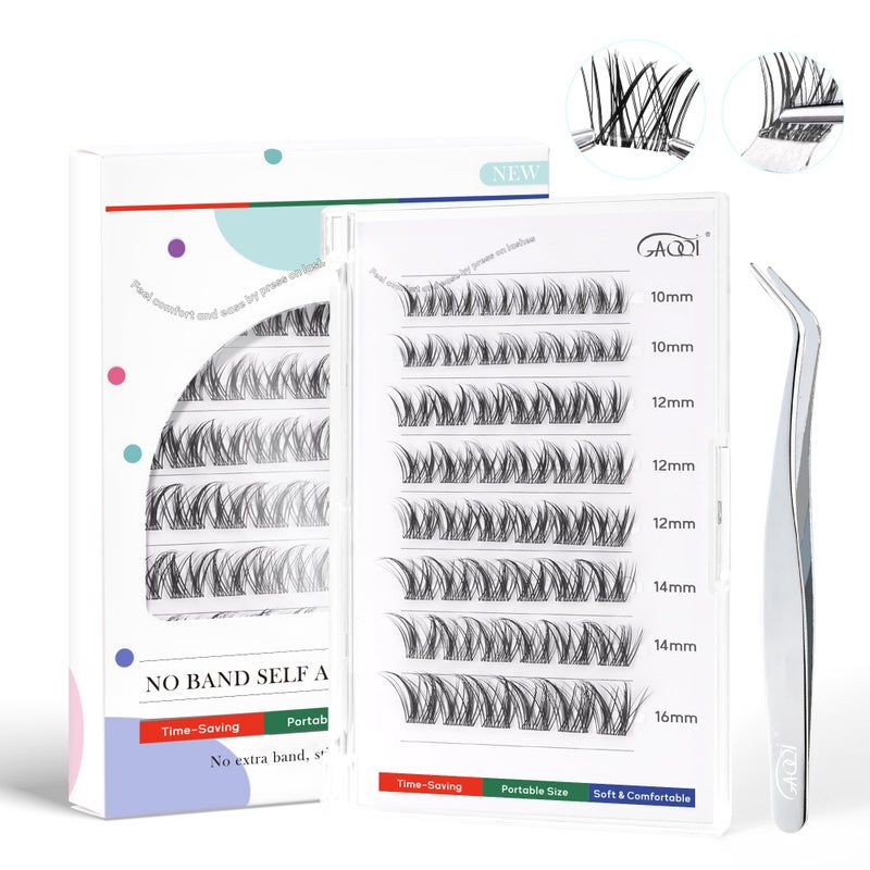 GAQQI Self Adhesive Eyelashes Clusters No Glue Lash Clusters 1016mm Wispy  Wet Cluster Lashes No Band Press On Lashes More Comfortable  Stronger Hold Rabbit